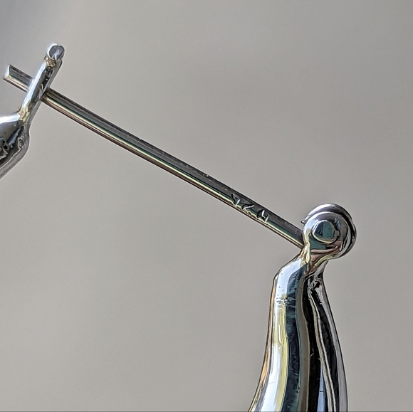 Vintage Sterling silver 925 hoop hollow 3D puffy pierced earrings - Picture 4 of 6